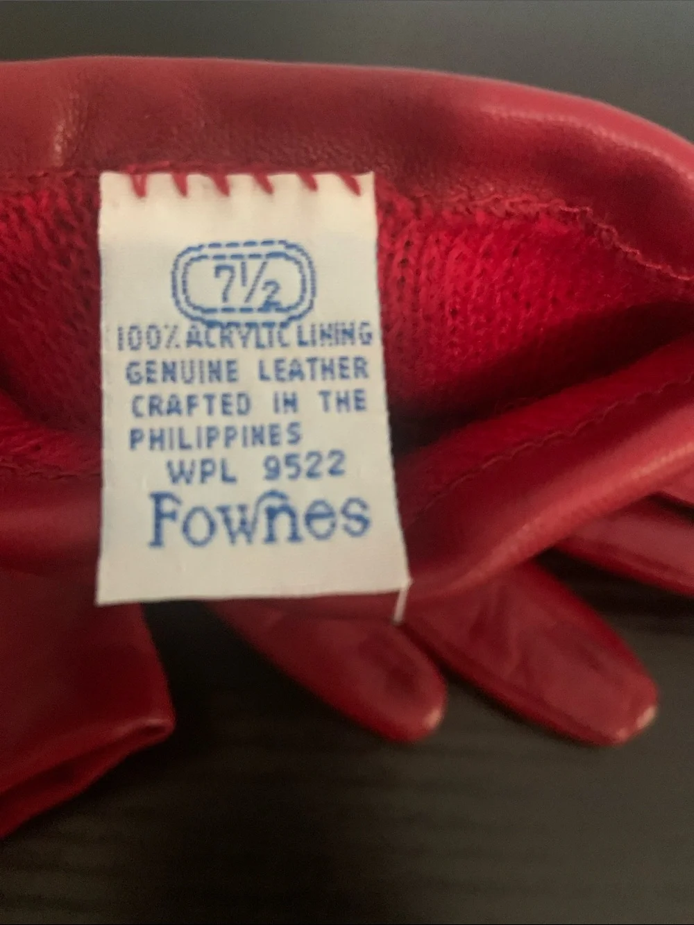 Red Leather Fownes Gloves size 7.5